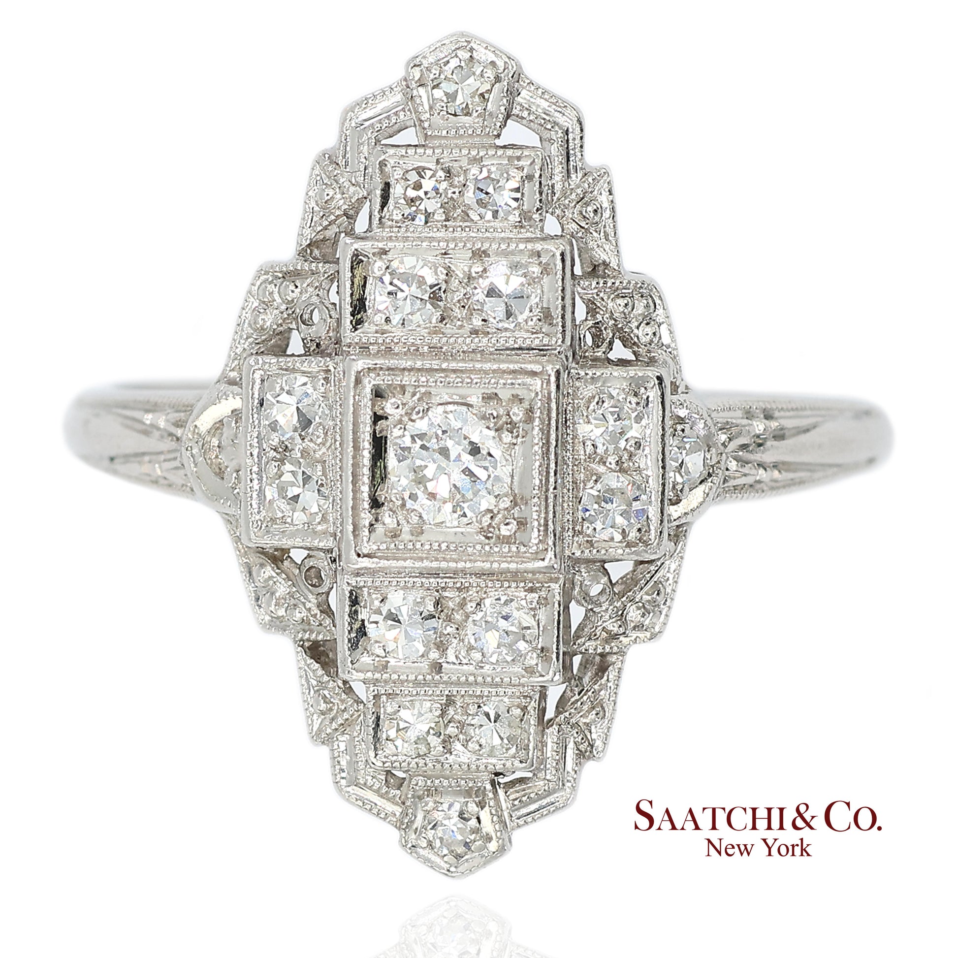 Vintage Platinum (950) Natural Diamond Old Cut Ring