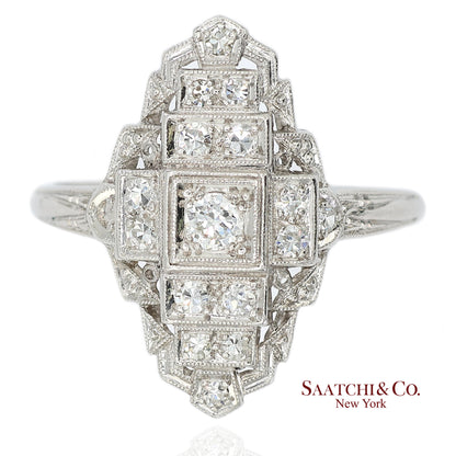 Vintage Platinum (950) Natural Diamond Old Cut Ring