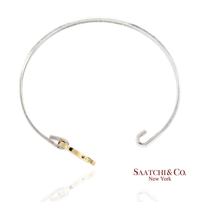 18K(750) Yellow Gold and Tiffany & Co 925 Sterling Silver Heart Bangle Bracelet