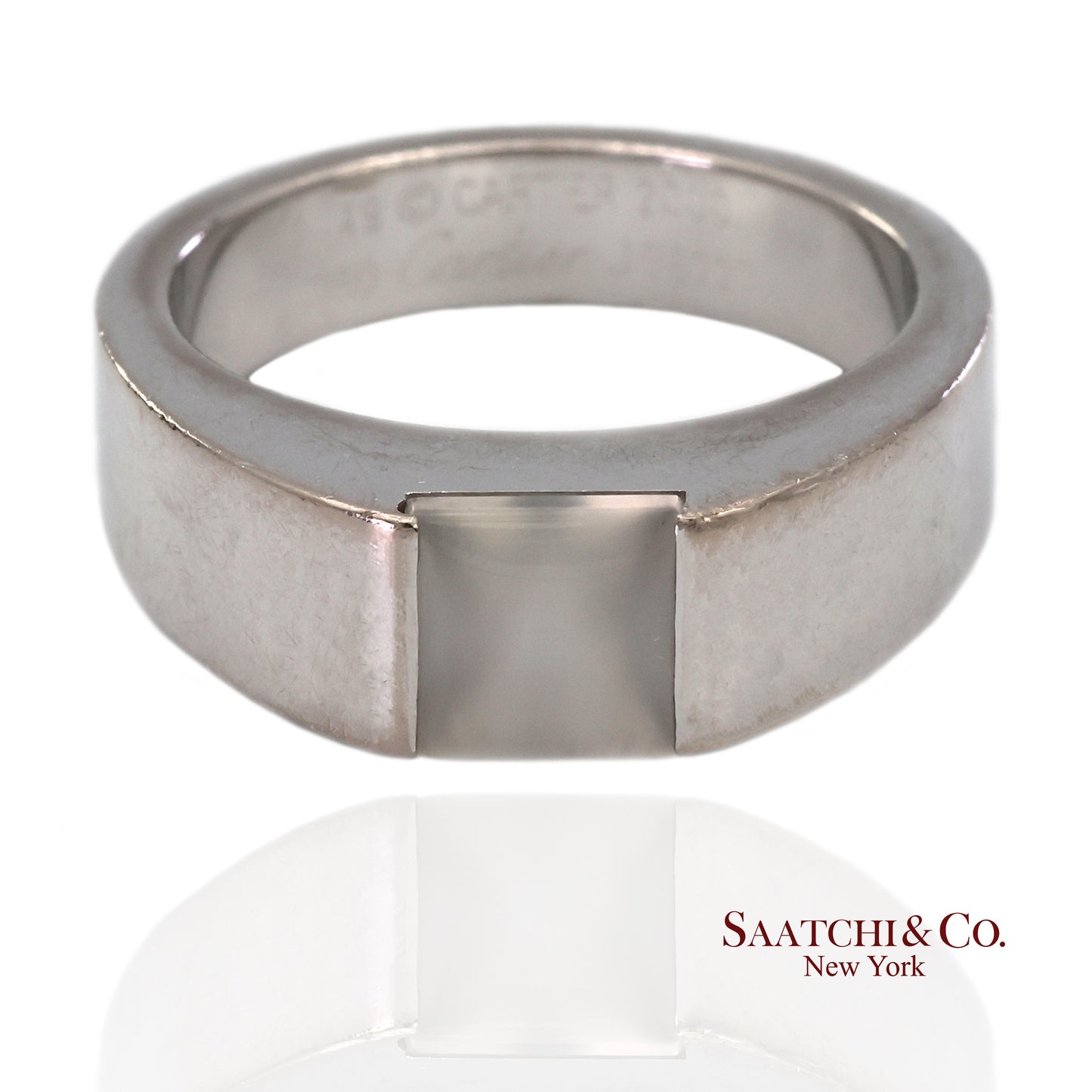Vintage 18K (750) White Gold Original Authentic Cartier Tank Moonstone Ring