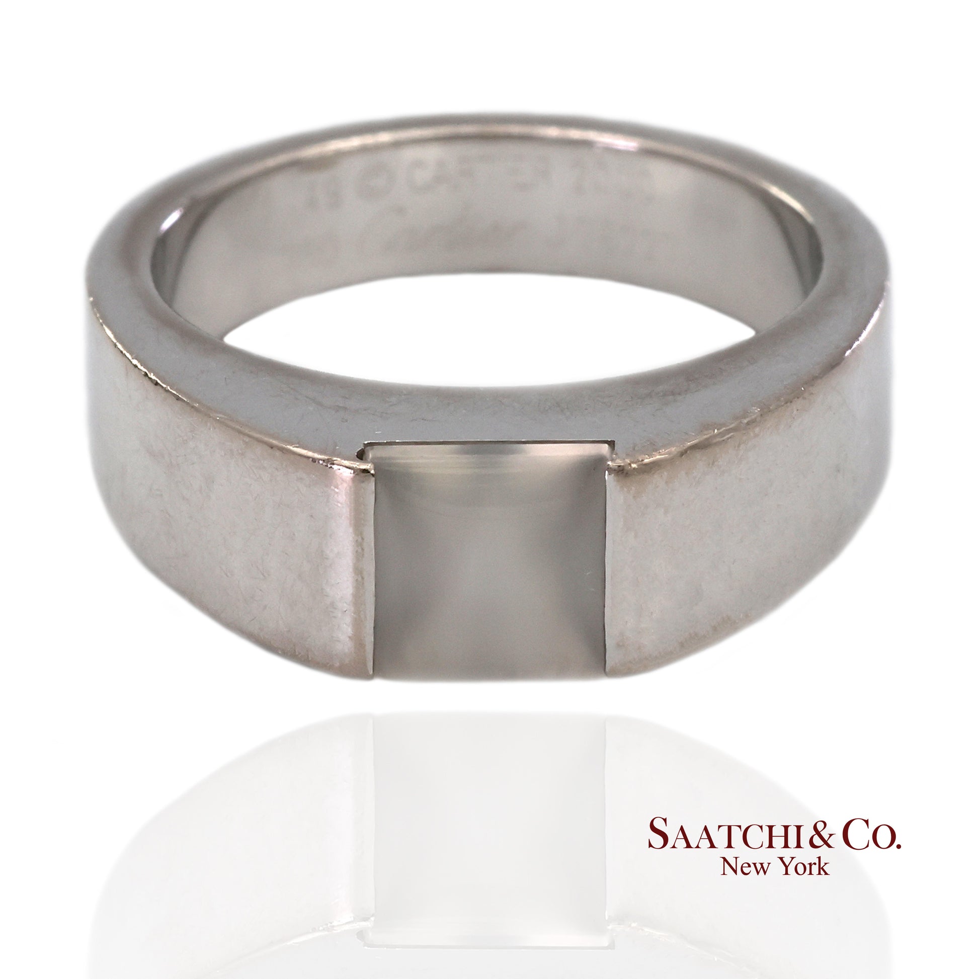 Vintage 18K (750) White Gold Original Authentic Cartier Tank Moonstone Ring