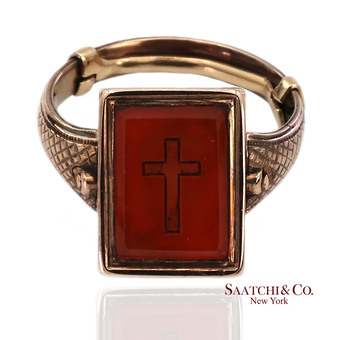 10K Yellow Gold Victorian Braided Mourning Quartz Hair Ring