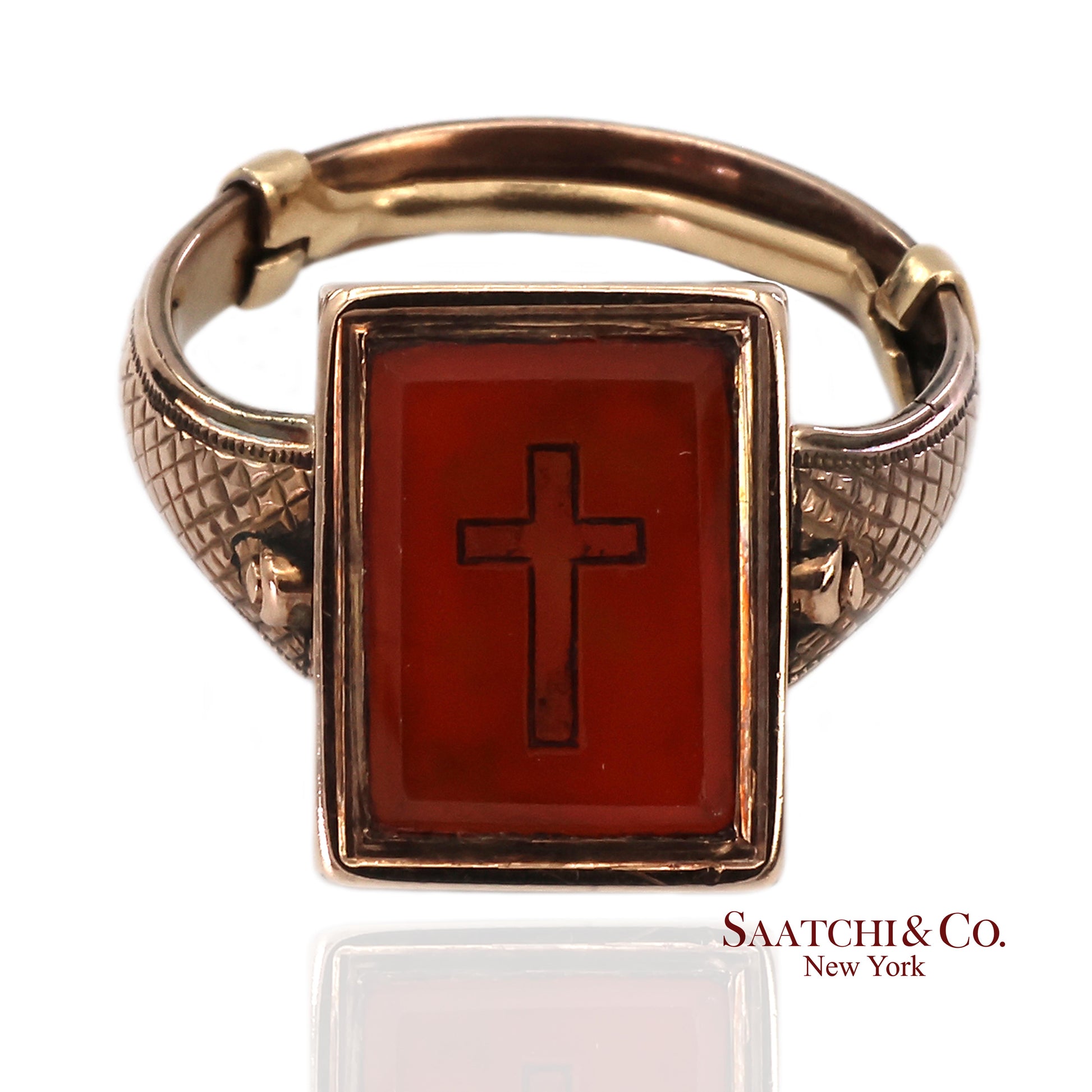 10K Yellow Gold Victorian Braided Mourning Quartz Hair Ring