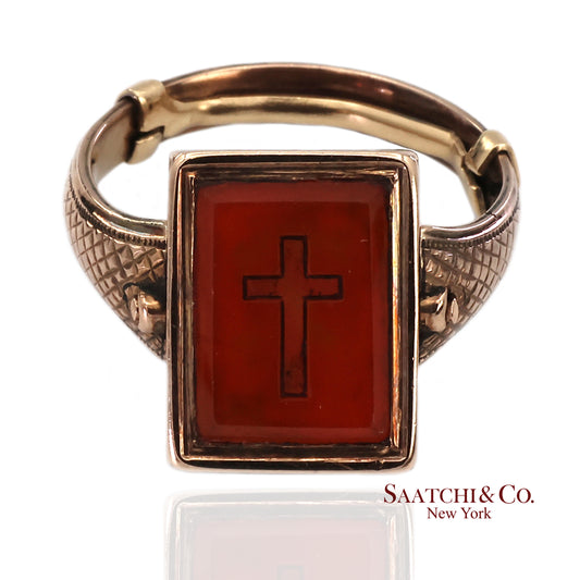 10K Yellow Gold Victorian Braided Mourning Quartz Hair Ring