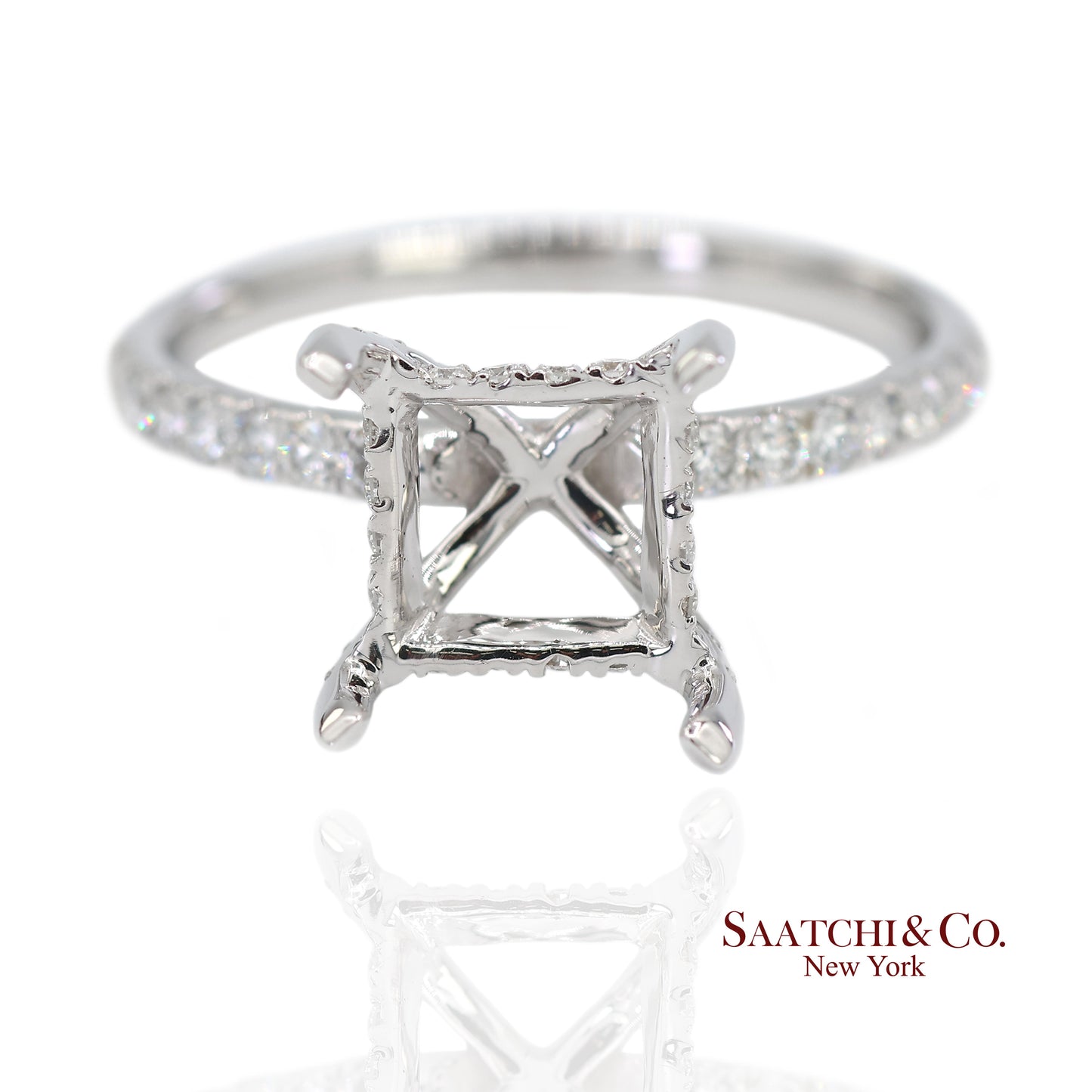 14K (585) White Gold Lab CVD Brilliant Diamond Semi Mount Ring Size 7