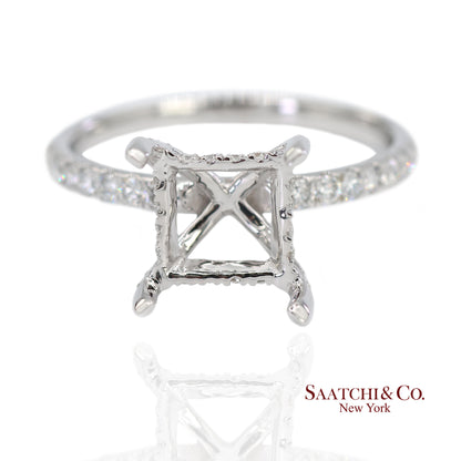 14K (585) White Gold Lab CVD Brilliant Diamond Semi Mount Ring Size 7