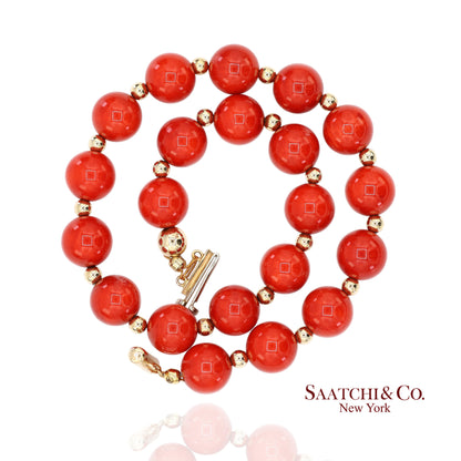 14K(585) Solid Yellow Gold Coral Bracelet