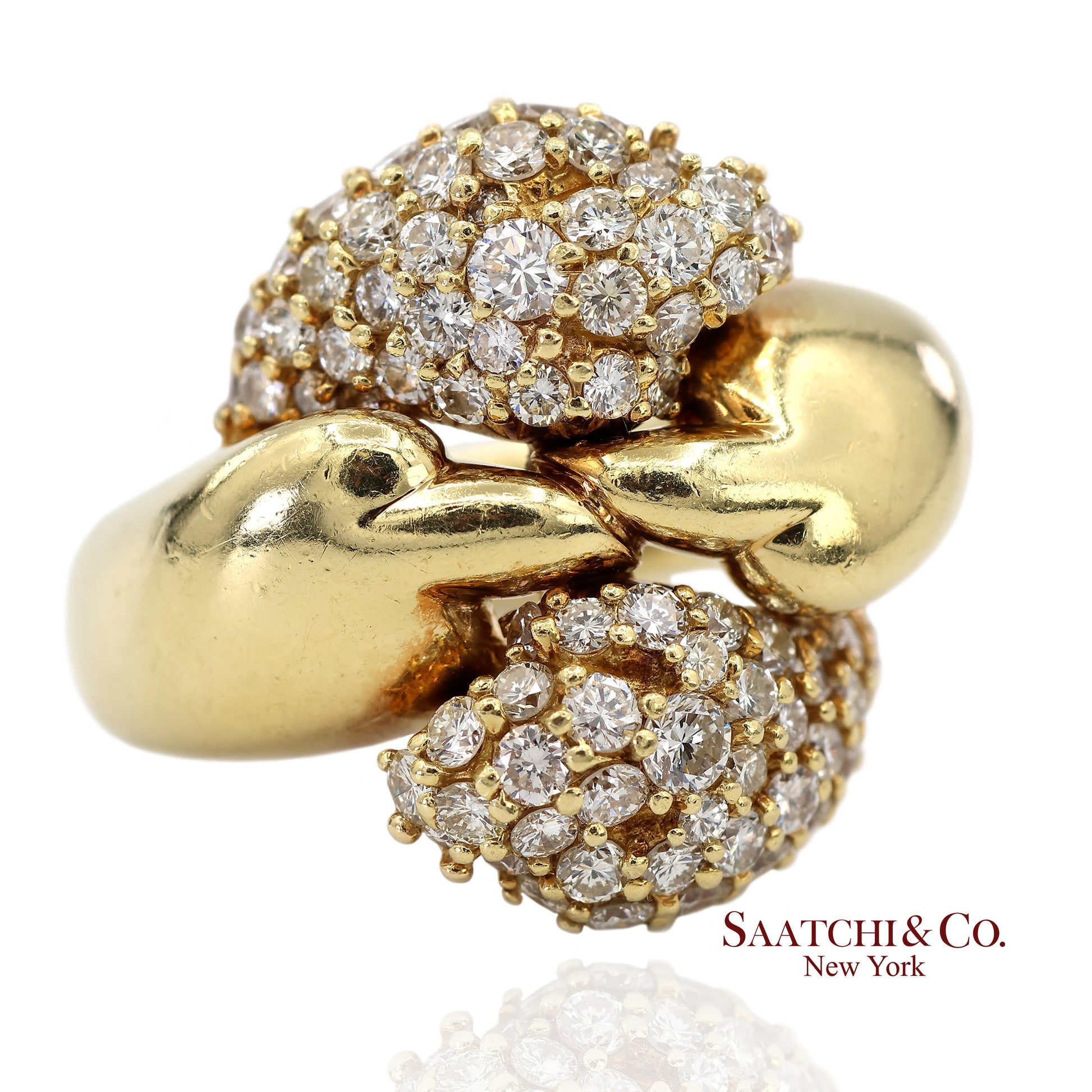 18K (750) Yellow Gold Natural Diamond Jose Hess Vintage Designer Ring