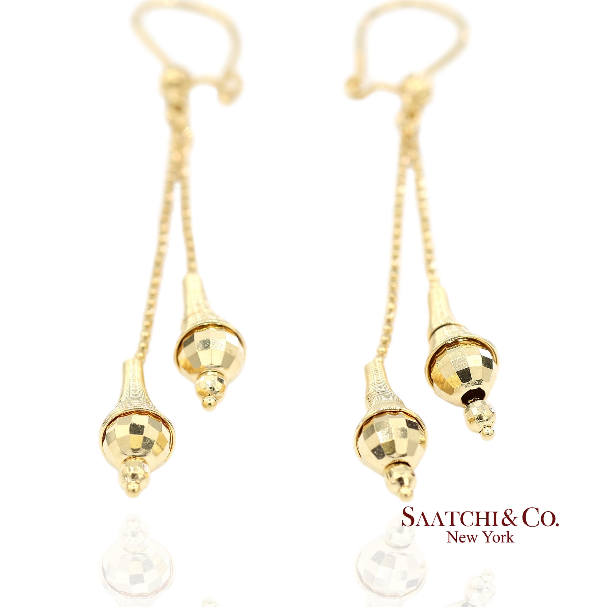 18K (750) Yellow Gold Drop Dangling Earrings