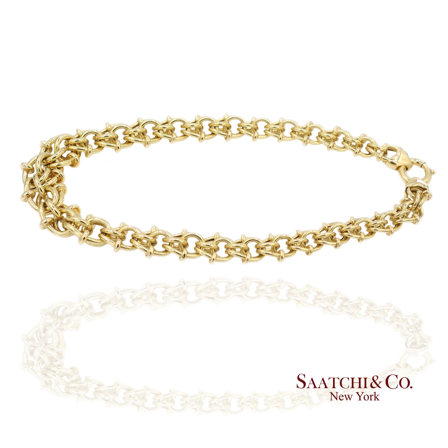 18K(750) Solid Yellow Gold Graduated Byzantine Chain Necklace