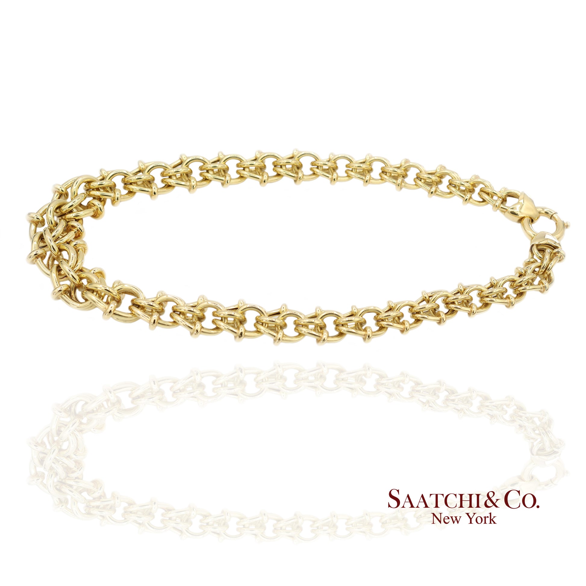 18K(750) Solid Yellow Gold Graduated Byzantine Chain Necklace
