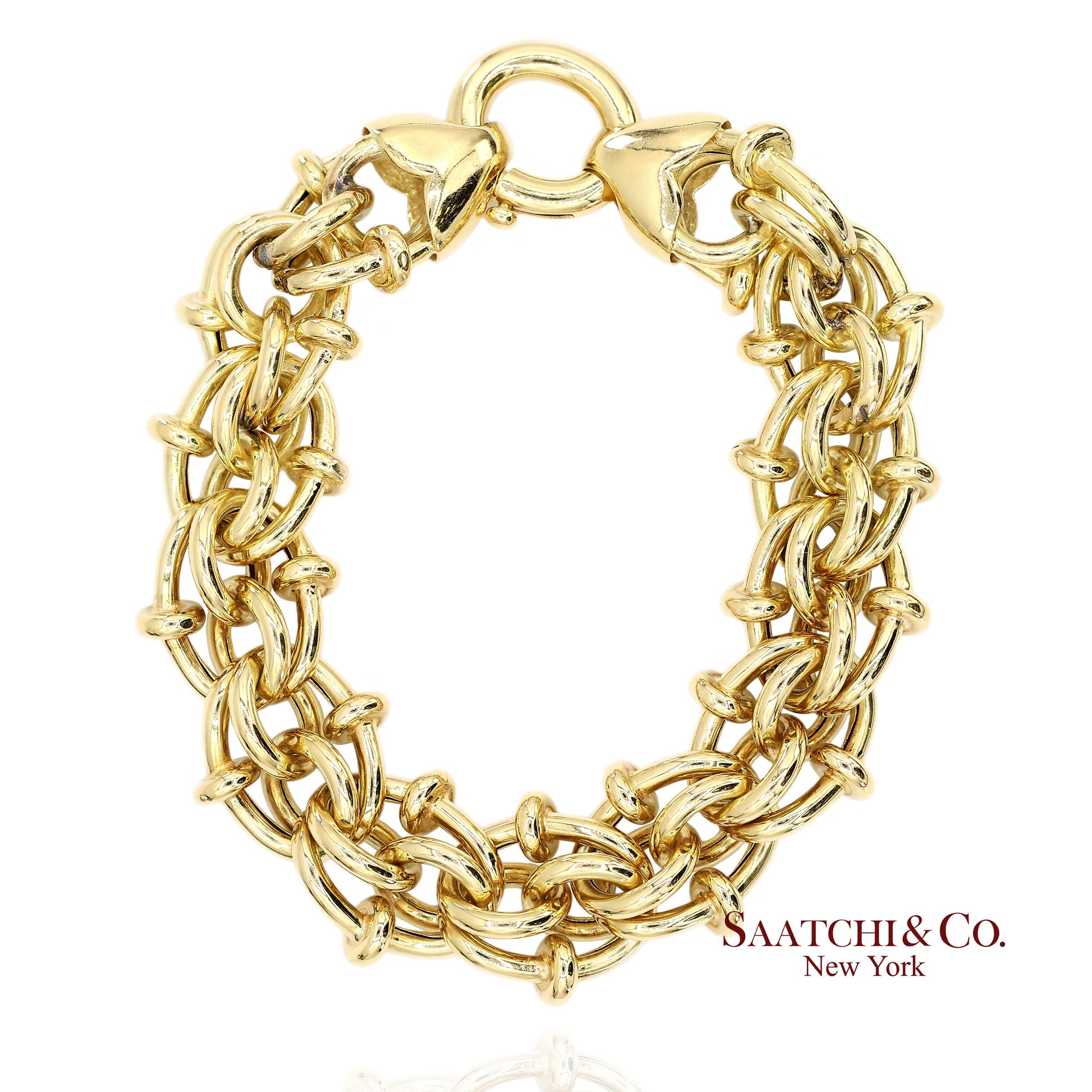 18K(750) Solid Yellow Gold Byzantine Chain Bracelet