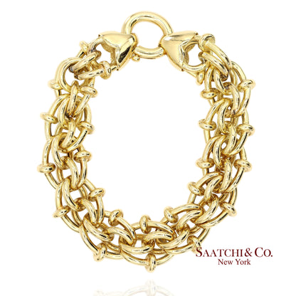 18K(750) Solid Yellow Gold Byzantine Chain Bracelet