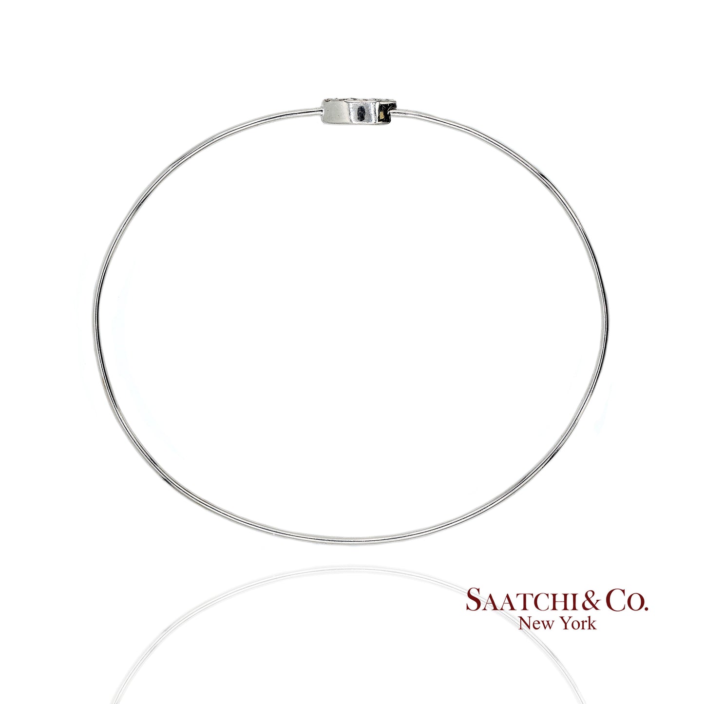 18K(750) Solid White Gold Natural Diamond Marquise Shape Bangle Bracelet