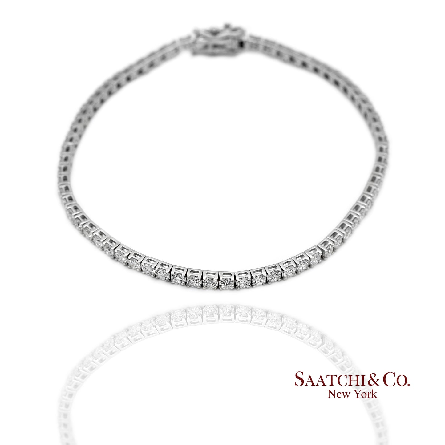 14K(585) White Gold Lab Diamond (CVD) Tennis Bracelet Size 8.5 inch