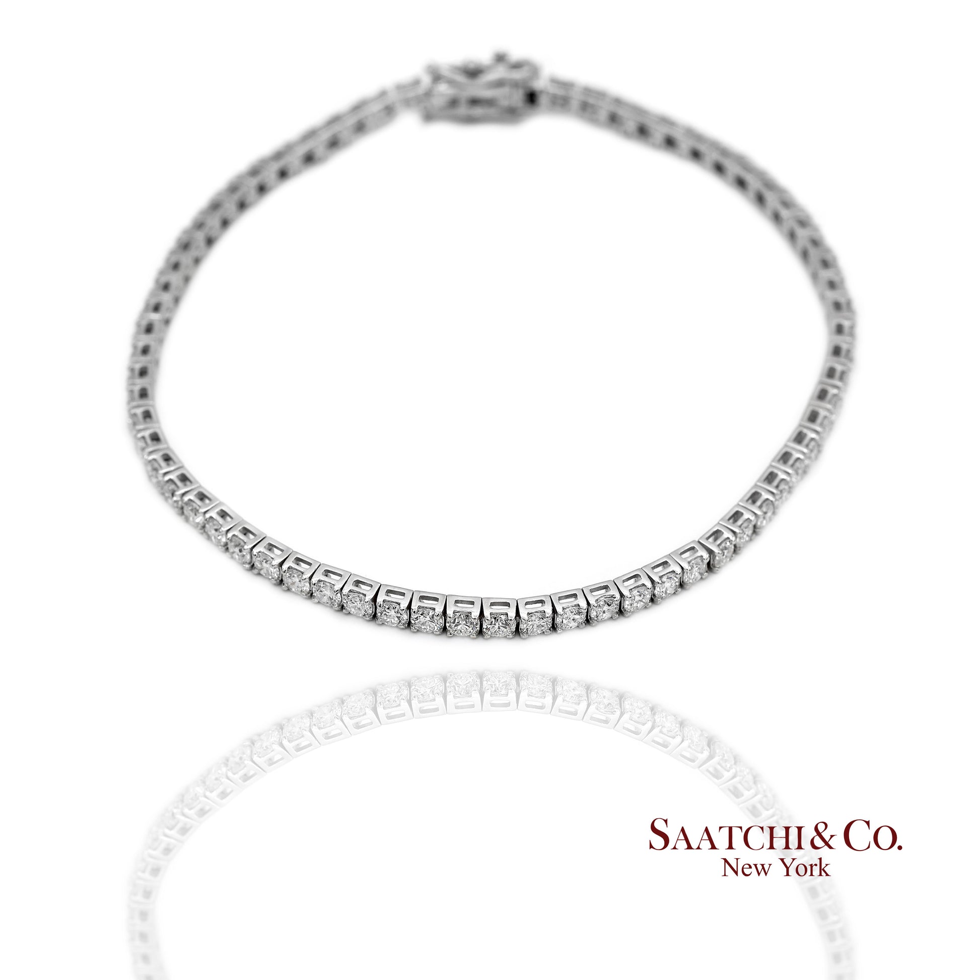 14K(585) White Gold Lab Diamond (CVD) Tennis Bracelet Size 8.5 inch