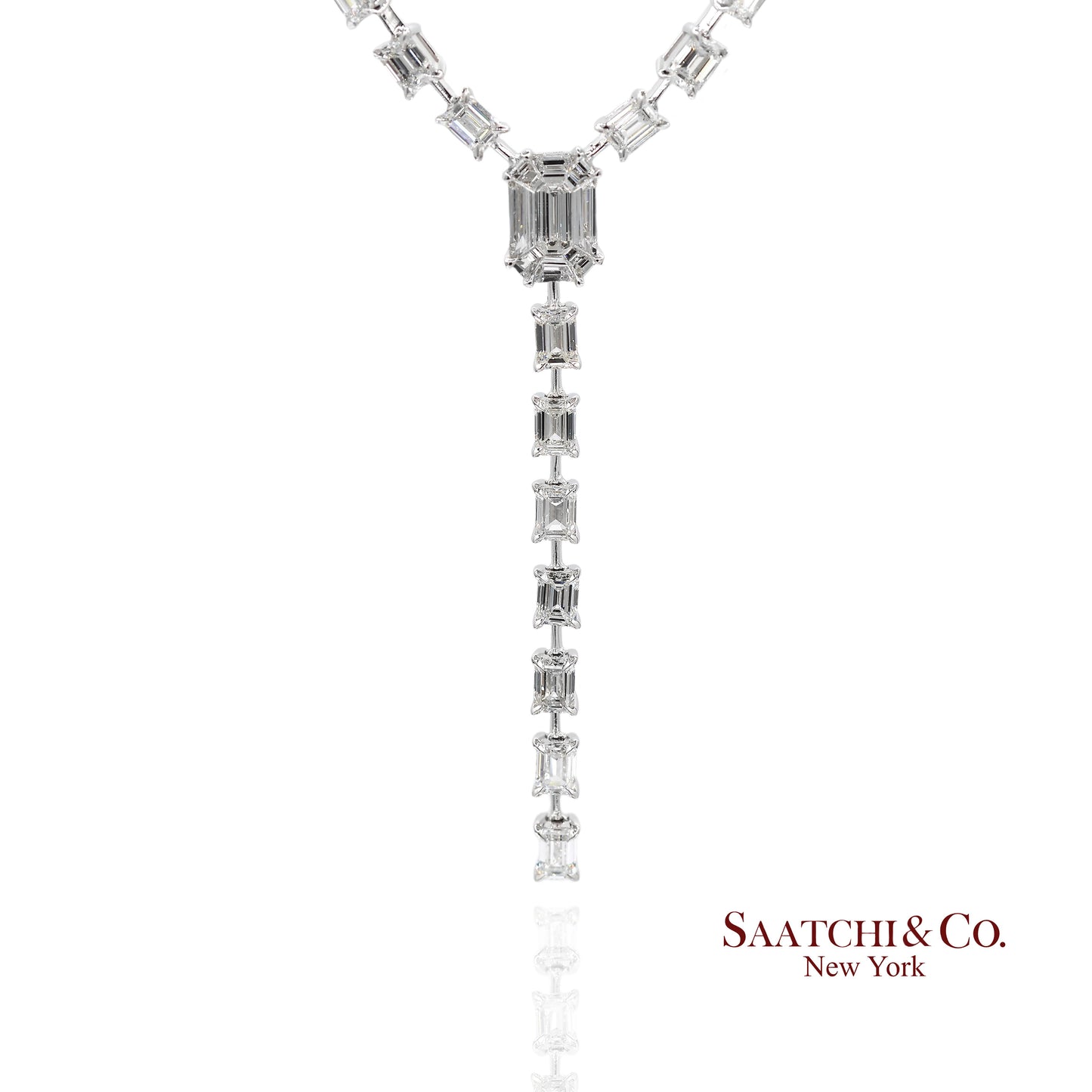 18K(750) White Gold Natural Diamond Pie Cut Necklace