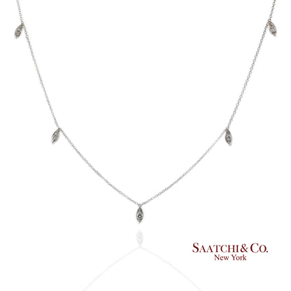 18K(750) White Gold Natural Diamond Marquise Shape Pendant Necklace with Chain