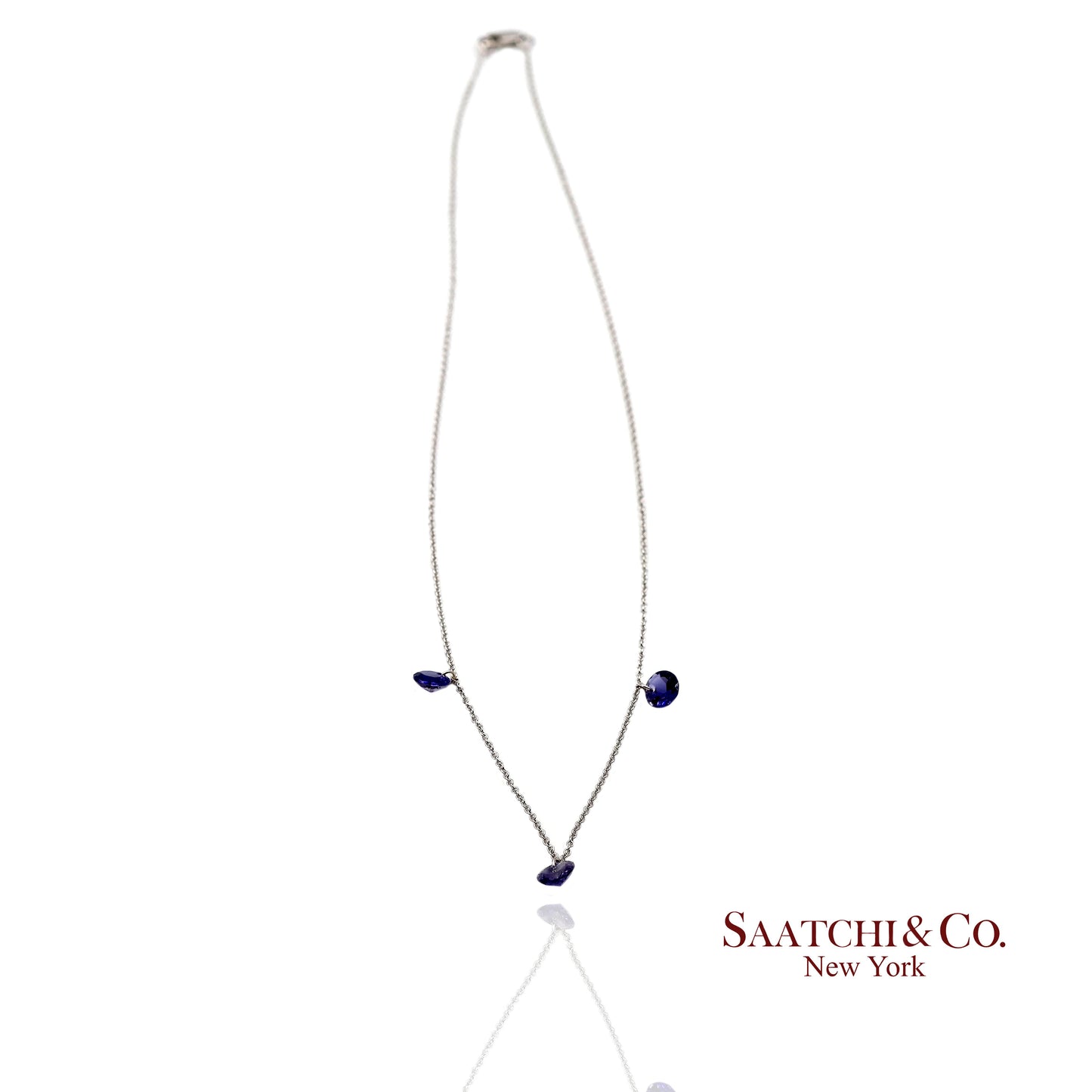 18K(750) White Gold Natural Amethyst Pendant Necklace with Chain