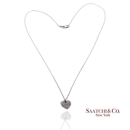 18K(750) White Gold Natural Diamond Heart Shape Pendant Necklace with Chain