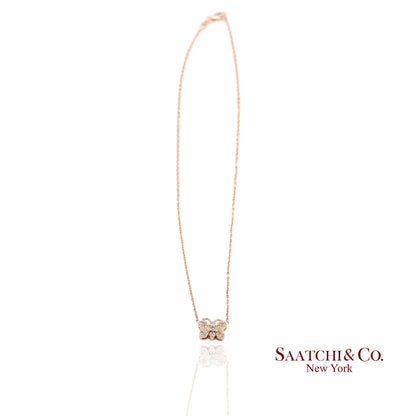 14K(585) Rose Gold Natural Diamond Butterfly Pendant Necklace with Chain