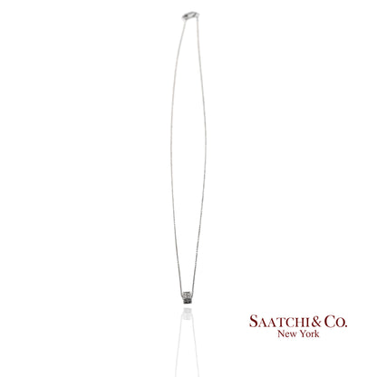 18K(750) White Gold Natural Diamond Box Shape Pendant Necklace with Chain