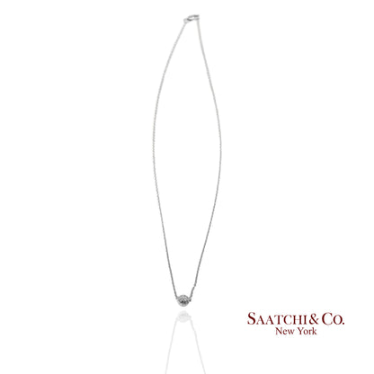 18K(750) White Gold Natural Diamond Pendant Necklace with Chain