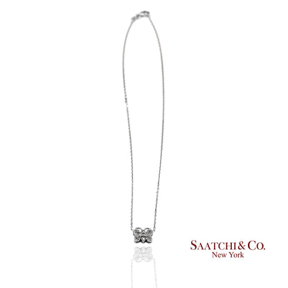 14K(585) White Gold Natural Diamond Butterfly Pendant Necklace with Chain