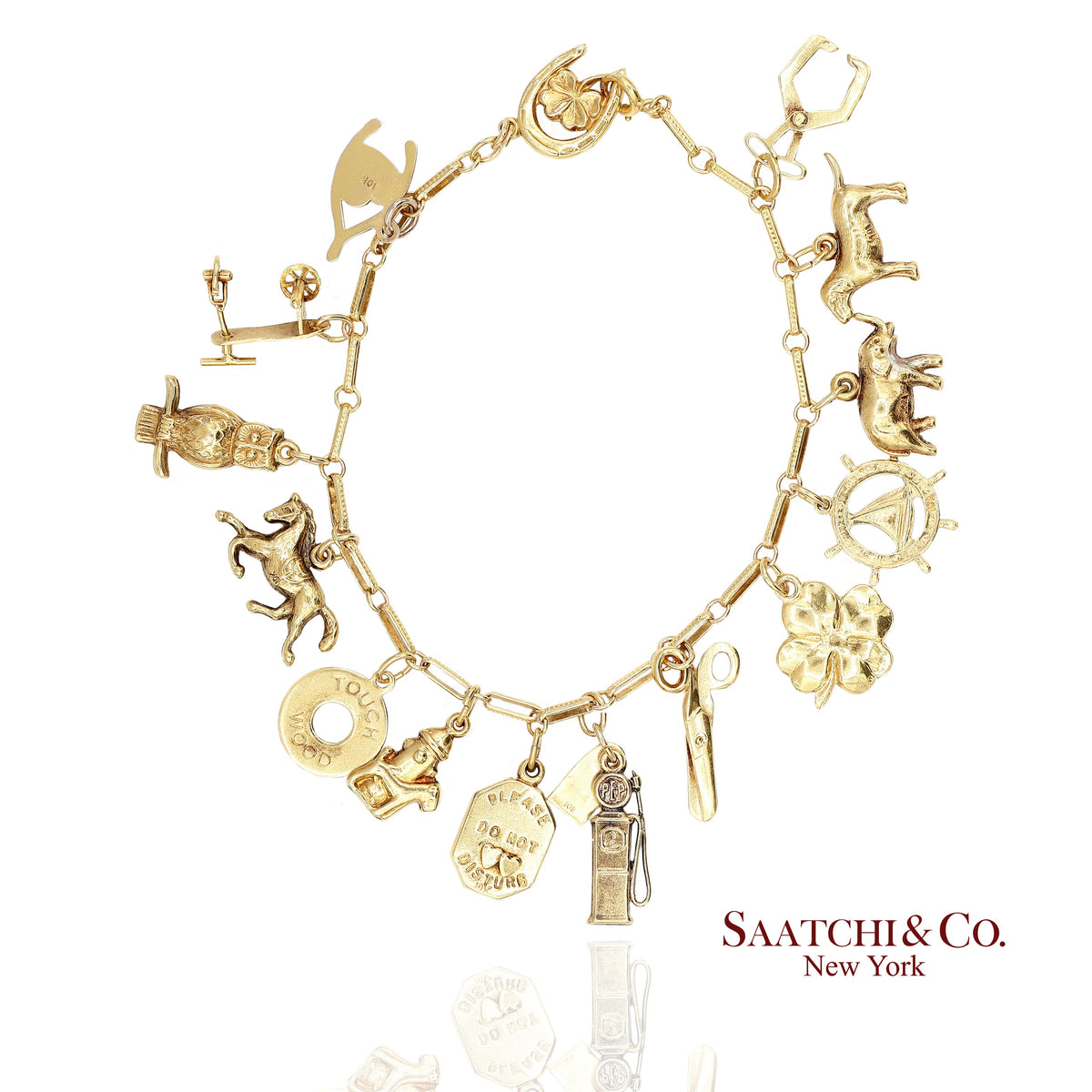 Vintage Estate 10K(417) Yellow Gold Charm Bracelet
