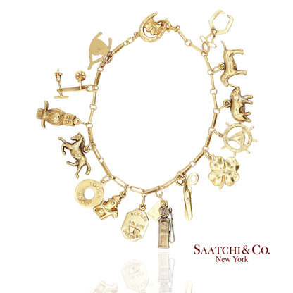 Vintage Estate 10K(417) Yellow Gold Charm Bracelet