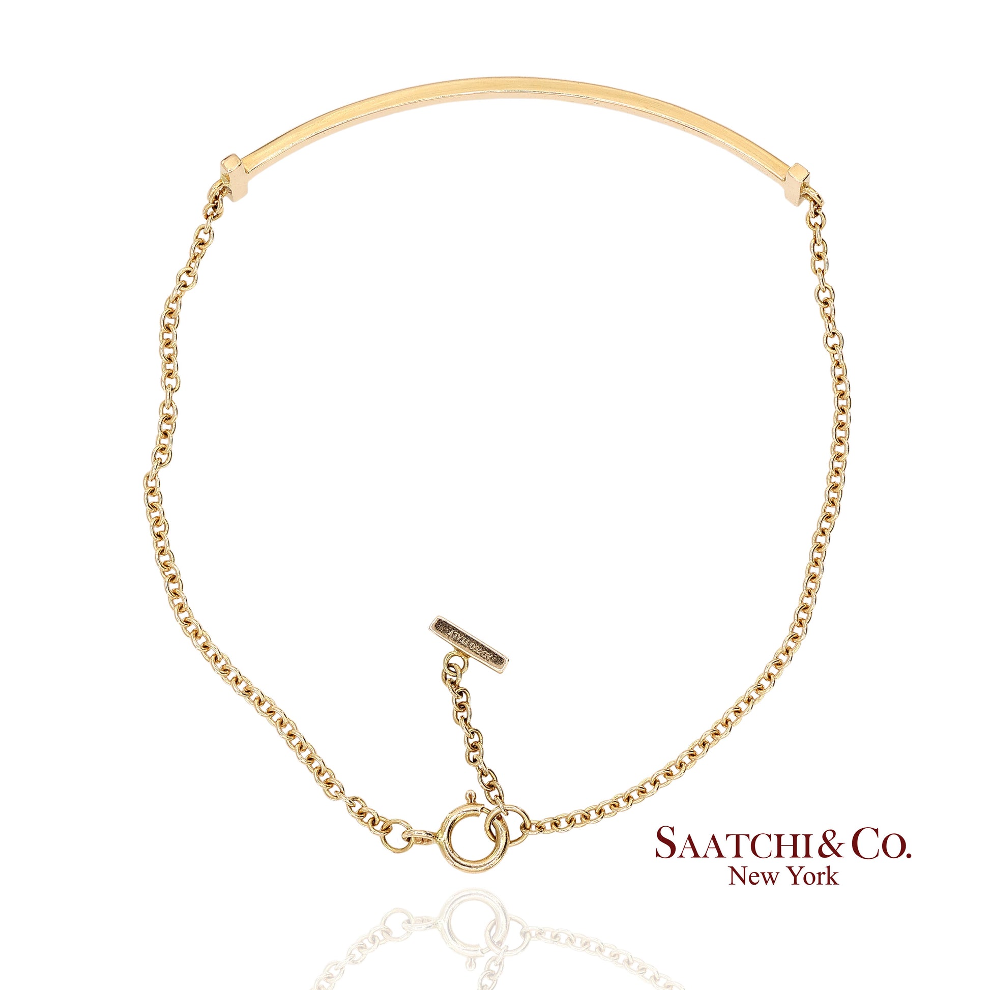 Tiffany & Co. Vintage 18K(750) Solid Yellow Gold T Smile Bracelet