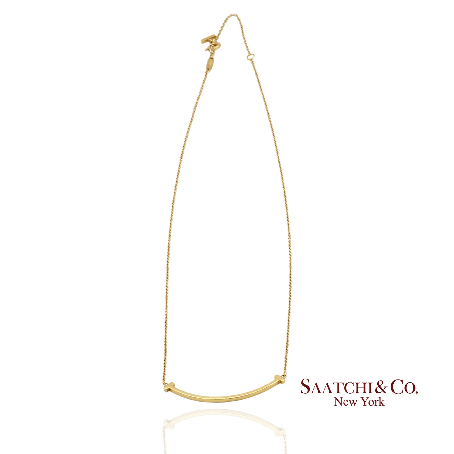 Tiffany & Co. 18K (750) Solid Yellow Gold T Smile Pendant Necklace