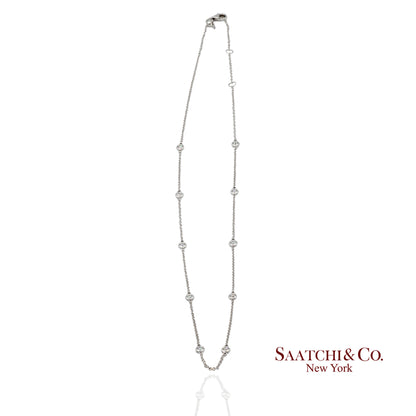 14K(585) White Gold Natural Diamond Adjustable By the Yard Necklace/Pendant