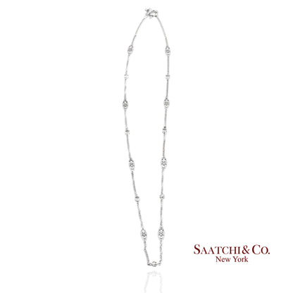 18K 750 Solid White Gold Natural Diamond Chain Necklace