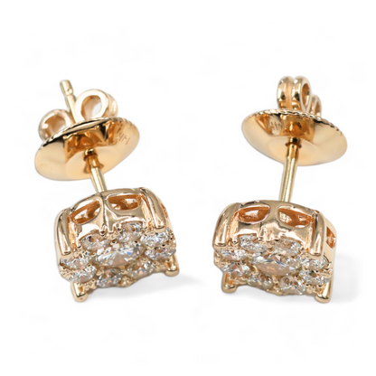 Round Cut Diamond Cluster Stud Earrings