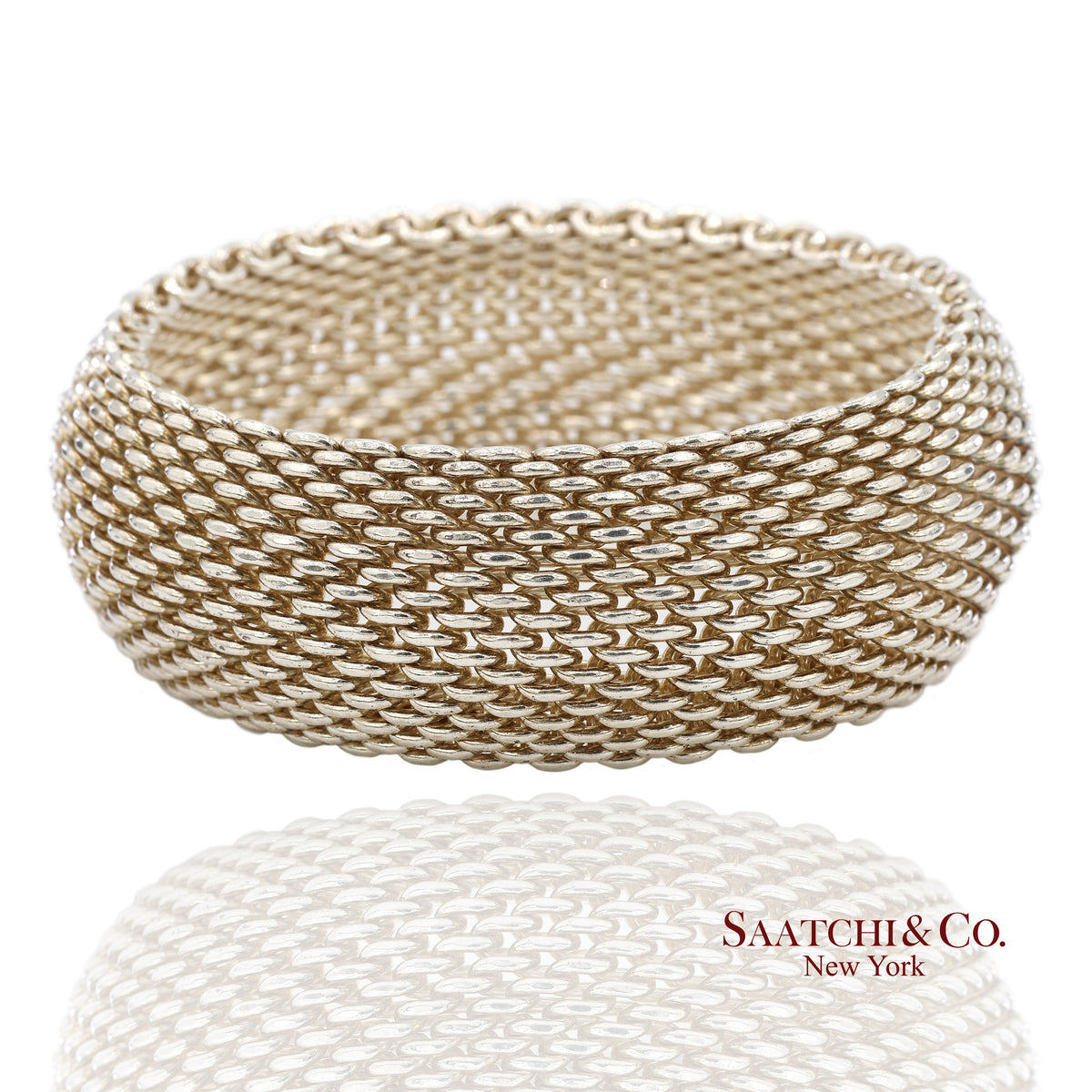 Tiffany & Co. Sterling Silver Somerset Mesh Wide Bangle Bracelet