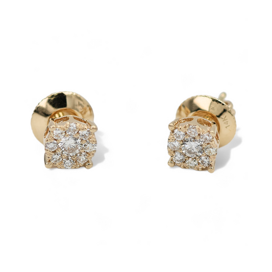 Round Cut Diamond Cluster Stud Earrings