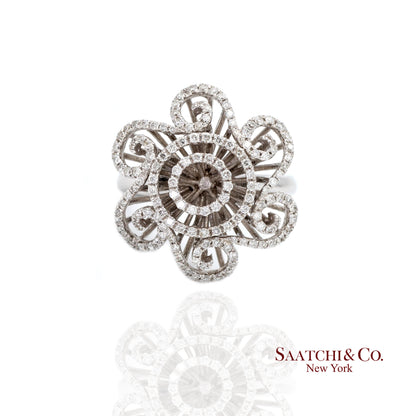 14k(585) White Gold  Natural Diamond Ring Size 7