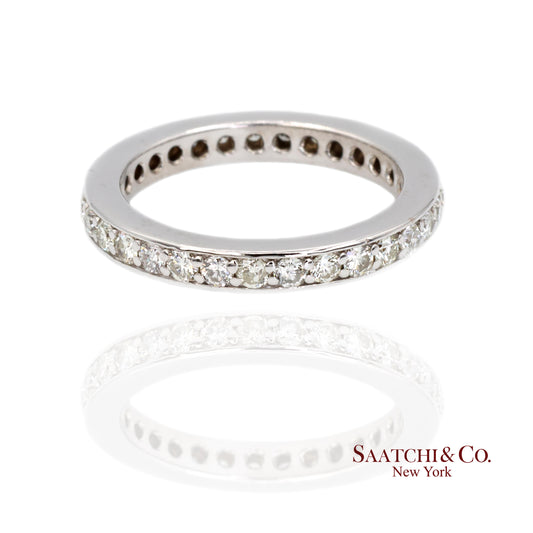14k (585) White Gold Natural Diamond Eternity Band Size 6.5