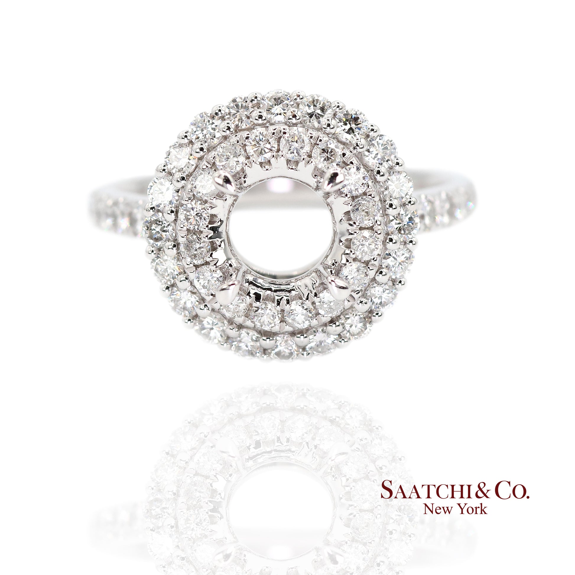 Platinum 950 Natural Brilliant Diamond Mounting Ring Size 6.5