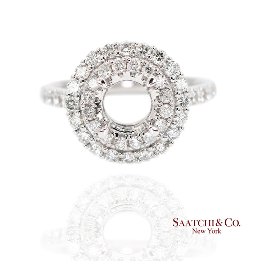 Platinum 950 Natural Brilliant Diamond Mounting Ring Size 6.5