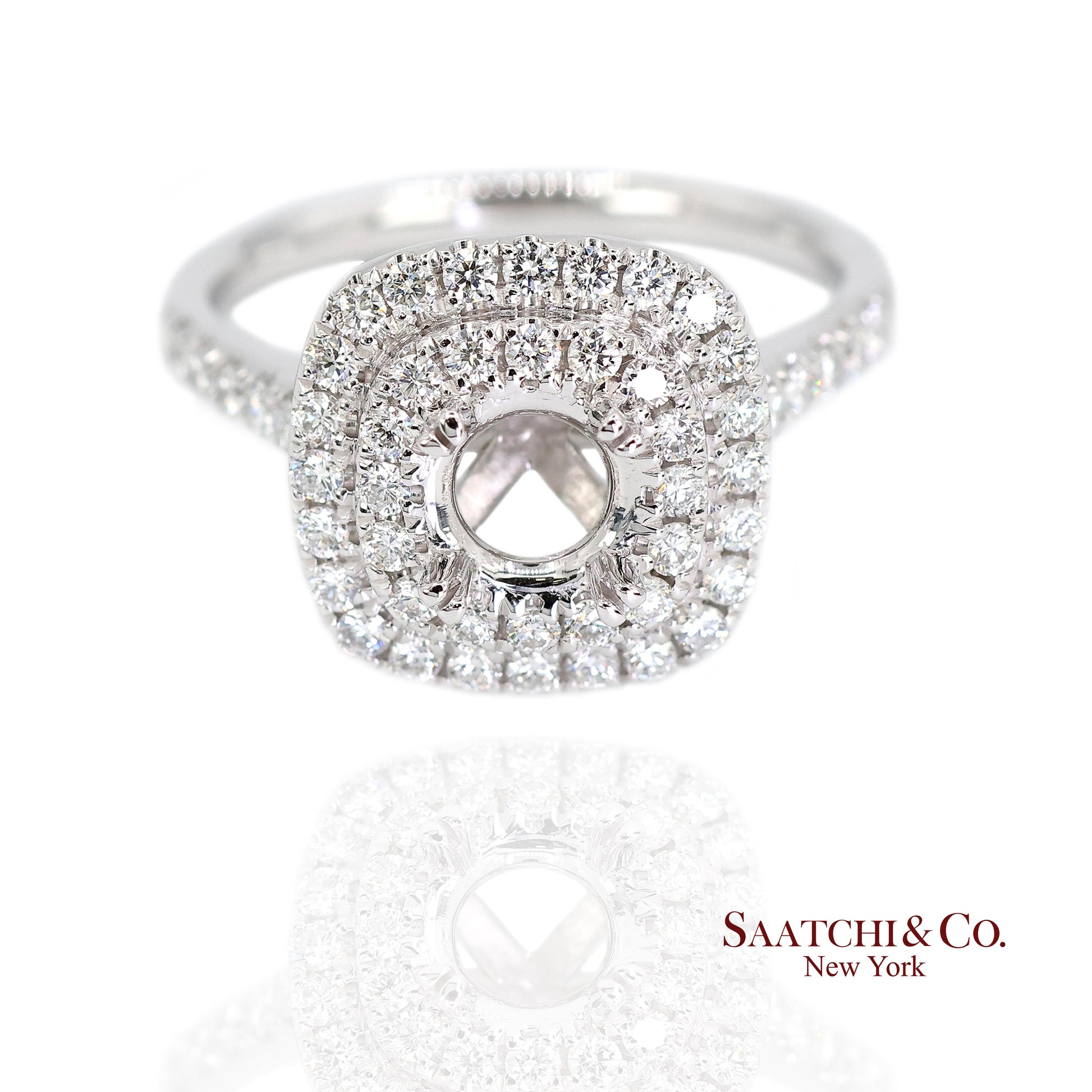 Platinum 950 Natural Brilliant Diamond Mounting Ring Size 6.5