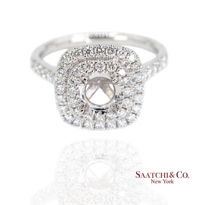 Platinum 950 Natural Brilliant Diamond Mounting Ring Size 6.5