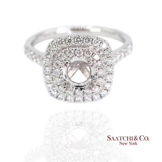 Platinum 950 Natural Brilliant Diamond Mounting Ring Size 6.5