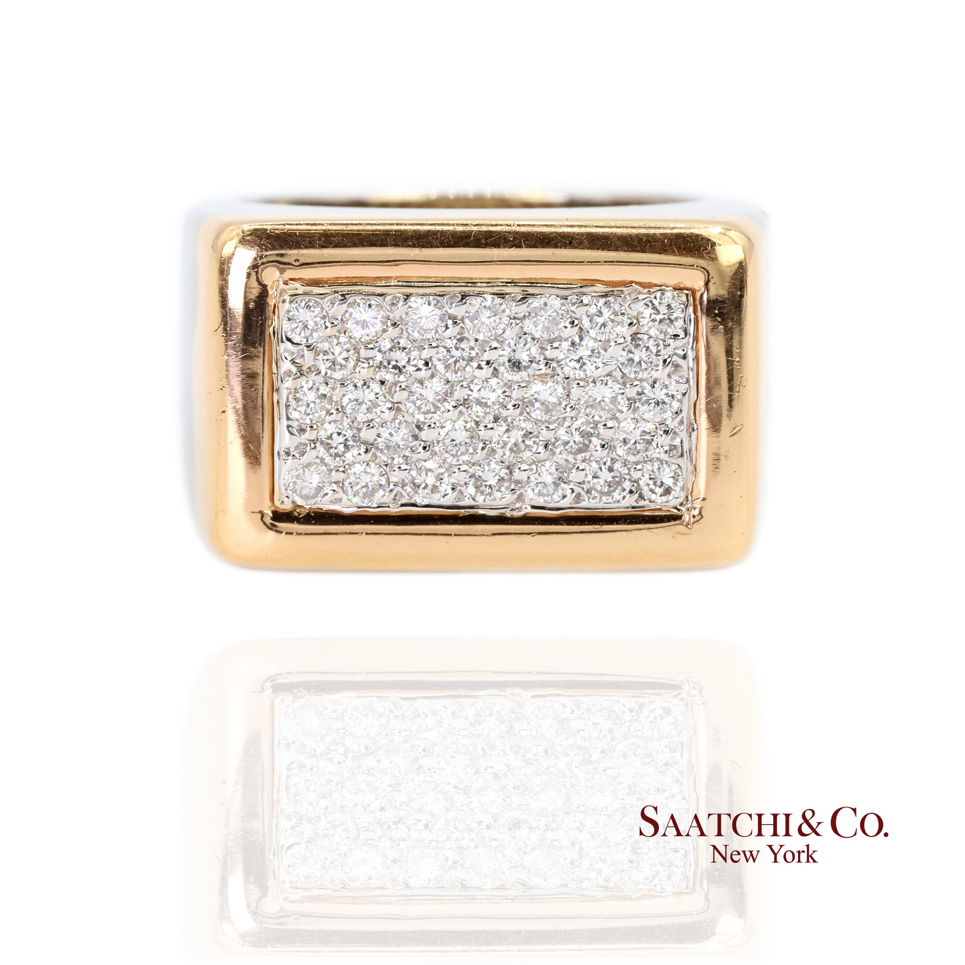 18k (750) Two Tone White Yellow Gold Natural Diamond Ring