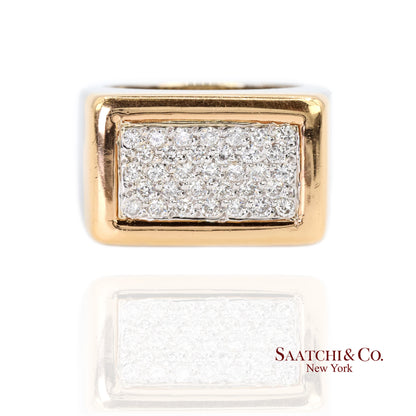 18k (750) Two Tone White Yellow Gold Natural Diamond Ring