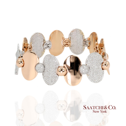 18k (750) Two Tone White and Rose Gold Natural Diamond Tennis Bracelet