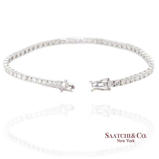 14k (585) White Gold Natural Diamond Tennis Bracelet size 7.5 inch