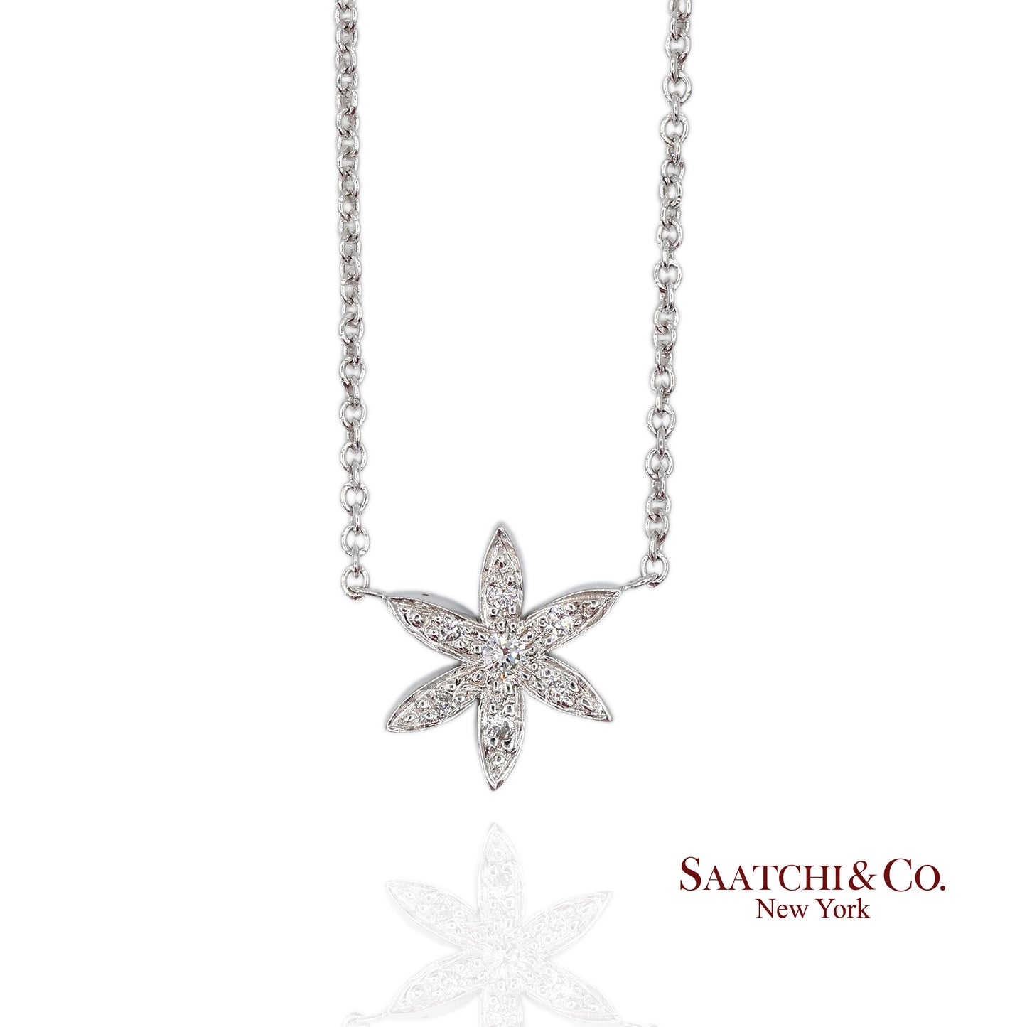 18K(750) White Gold Natural Diamond Pendant Necklace with Chain