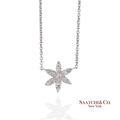18K(750) White Gold Natural Diamond Pendant Necklace with Chain